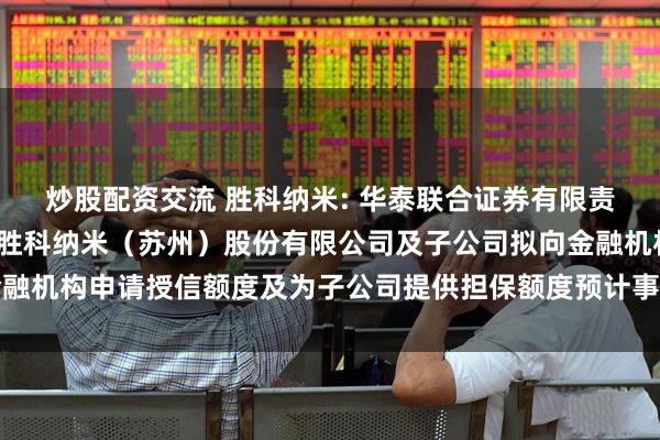 炒股配资交流 胜科纳米: 华泰联合证券有限责任公司关于2025年度胜科纳米（苏州）股份有限公司及子公司拟向金融机构申请授信额度及为子公司提供担保额度预计事项的核查意见内容摘要