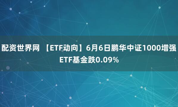 配资世界网 【ETF动向】6月6日鹏华中证1000增强ETF基金跌0.09%